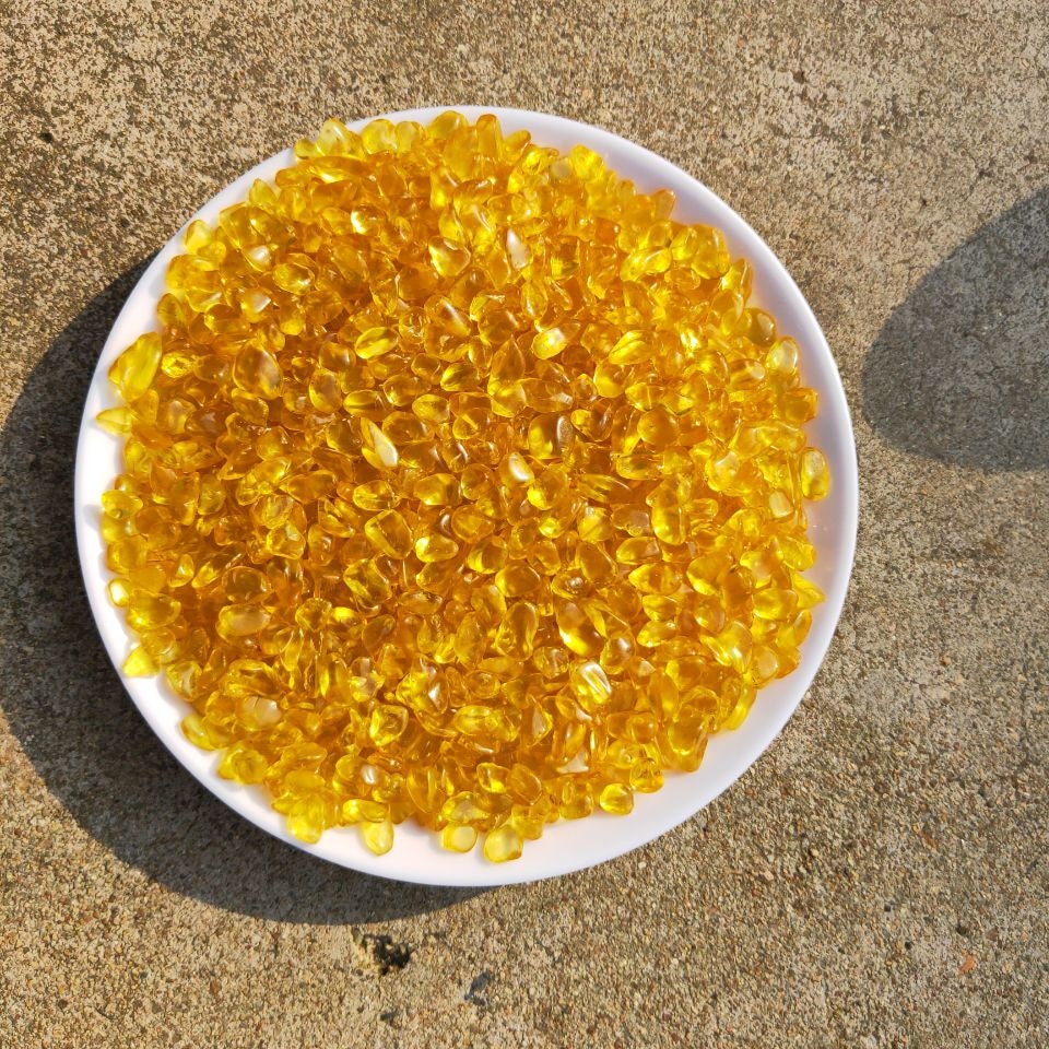 Natural Citrine Yellow Quartz Crystal Gravel Tumble Stones