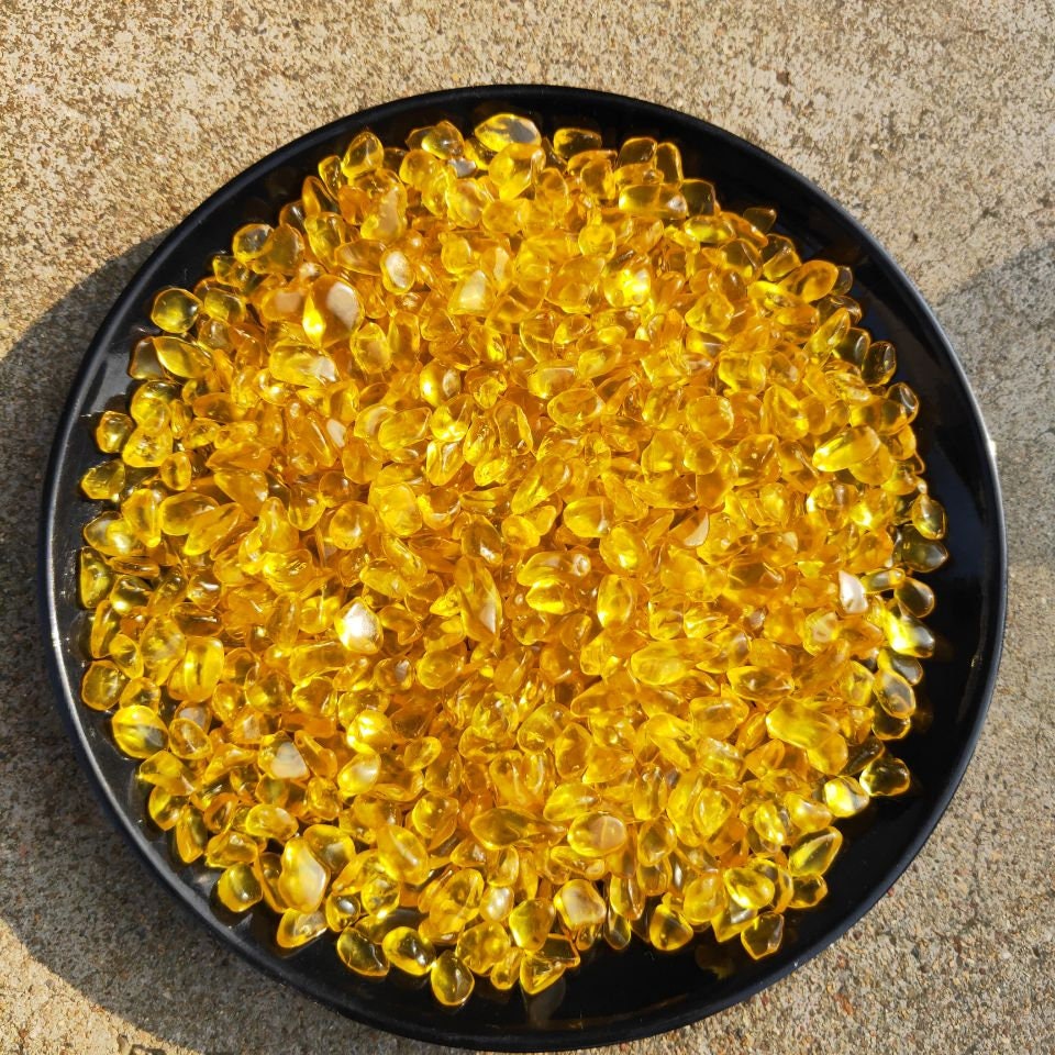 Natural Citrine Yellow Quartz Crystal Gravel Tumble Stones