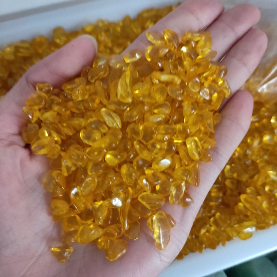 Natural Citrine Yellow Quartz Crystal Gravel Tumble Stones