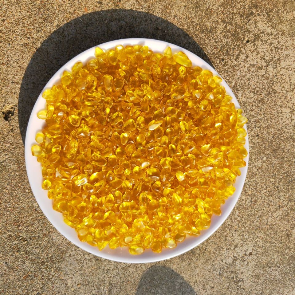 Natural Citrine Yellow Quartz Crystal Gravel Tumble Stones