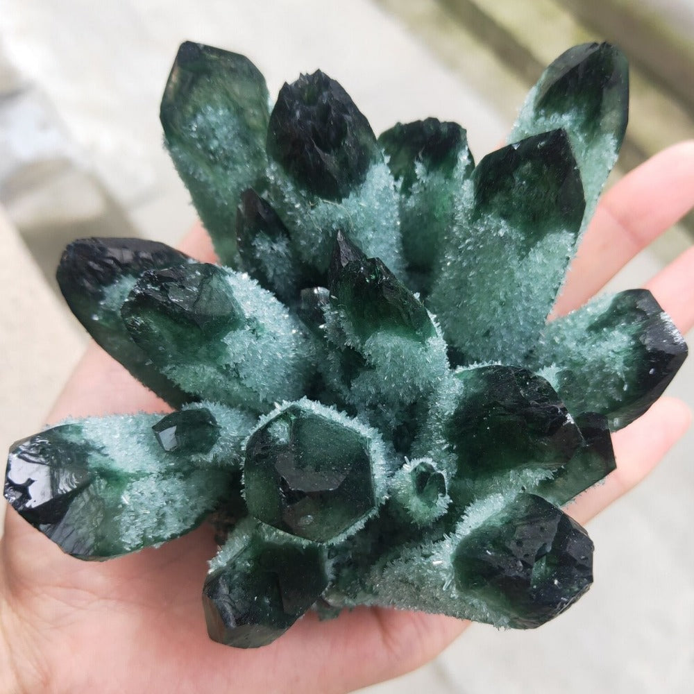 Natural Green Ghost Natural Green Healing Crystals Green Ghost Gemstone for Home Feng shui Crystal Cluster
