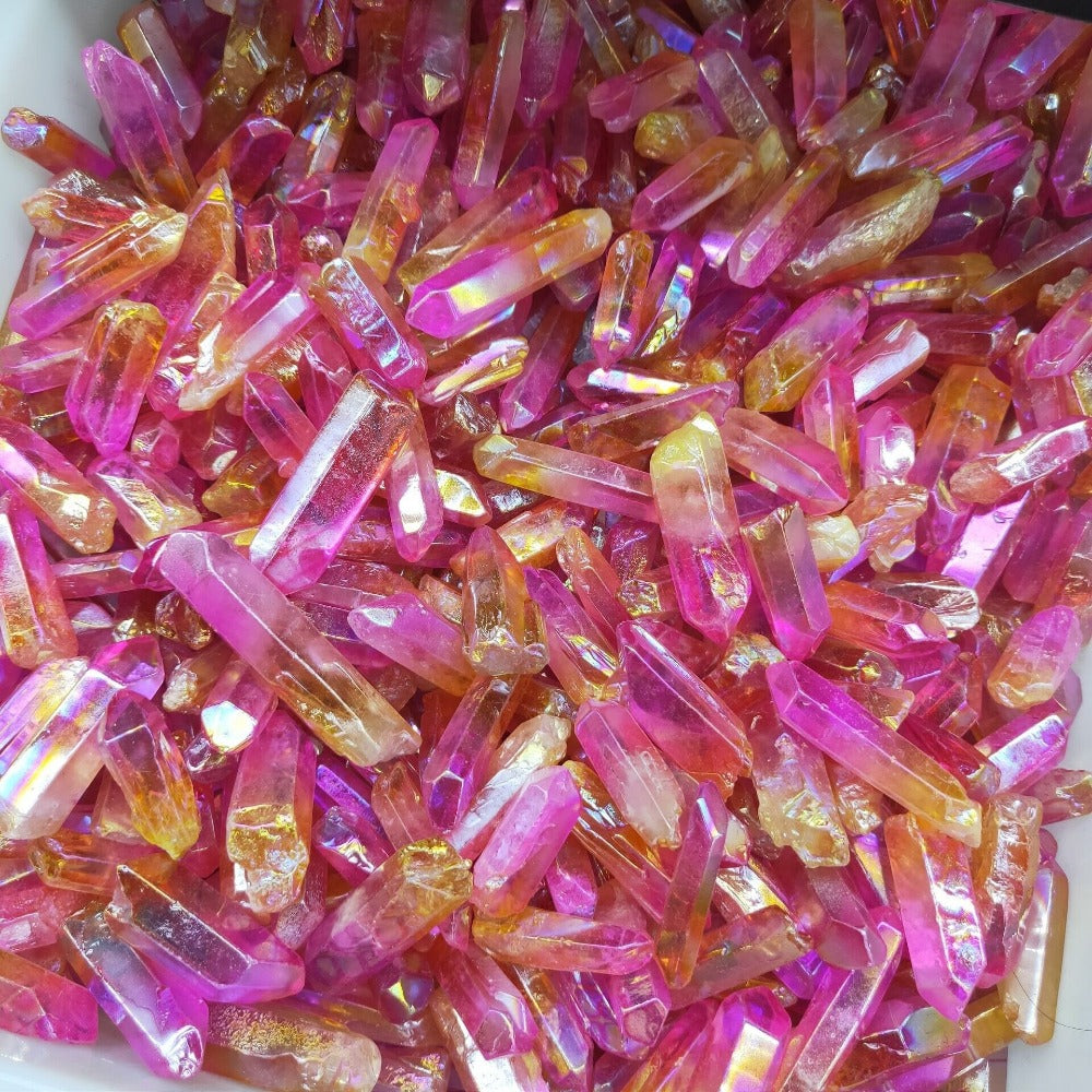 Yellow Crystal Titanium Aura Raw Quartz Crystal Raw Crystals Rare Beautiful Quartz Crystal Pink Quartz Phantom Quartz Manifestation Stones