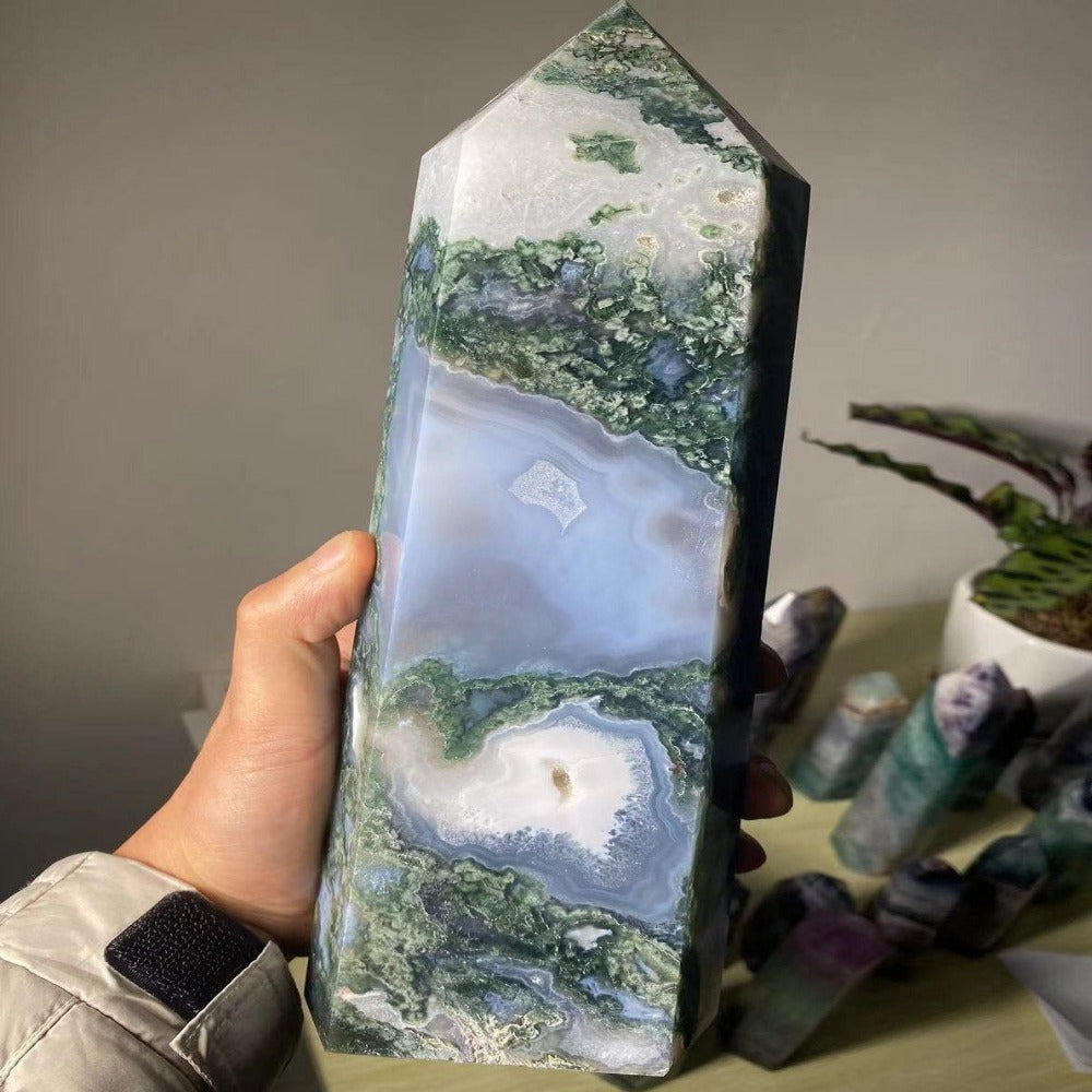 Raw Quartz Crystal Raw Crystals Rare Beautiful Quartz Crystal Phantom Quartz Natural Crystal Moss Agate Gemstone Moss Agate Crystal