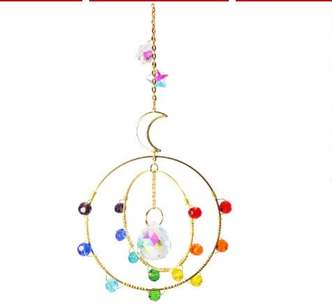 Crystal Wind Chime Moon Sun Dream Catcher Rainbow Chaser