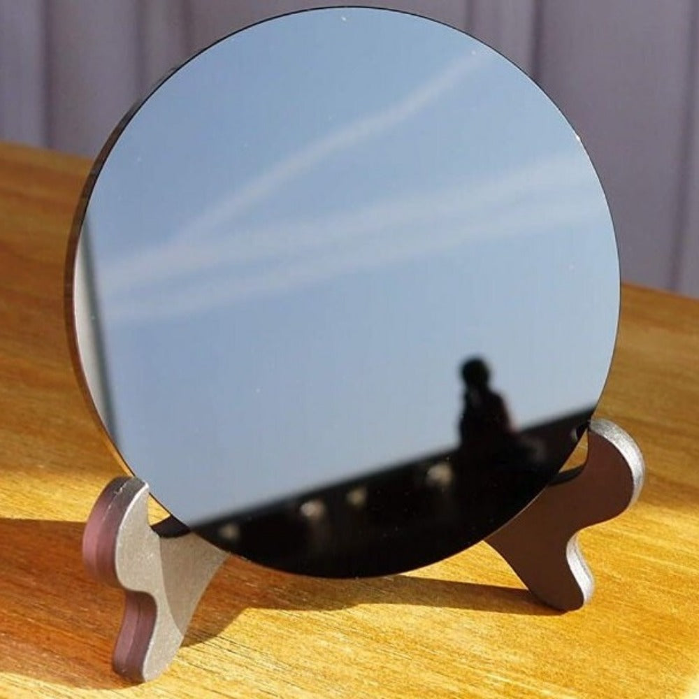 Scrying Mirror Round Plate Mirror Obsidian Mirror Natural Crystals Mirror Home Decor Healing Crystal Gift
