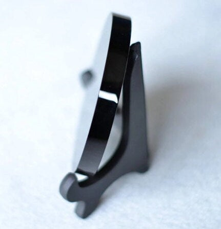 Natural Black Obsidian Scrying Mirror With Stand Healing Decor