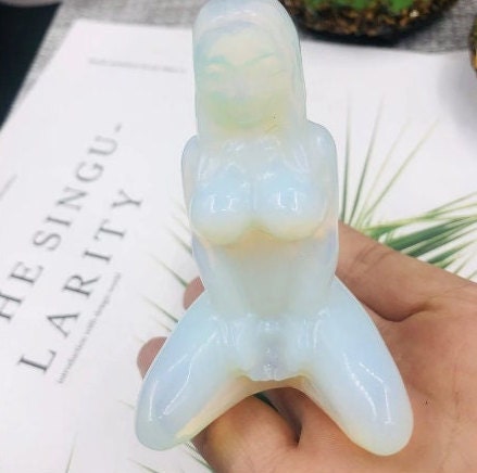 Hand Carved Opalite Goddess Model Natural Crystal Quartz