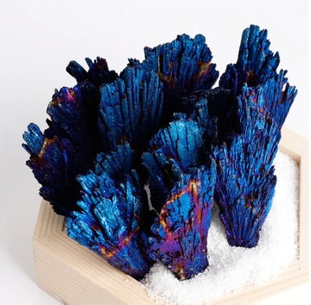 Natural Tourmaline Aura Stones Black Blue Quartz Crystal Tail