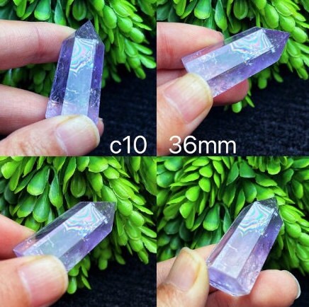 Natural Amethyst Rainbow Crystal Point Healing Meditation Stone