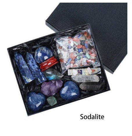 Natural Crystal Point Healing Chakra Stone Collection Set Gift Box