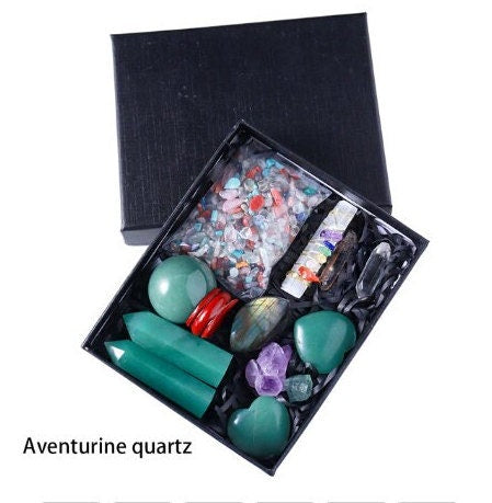 Natural Crystal Point Healing Chakra Stone Collection Set Gift Box