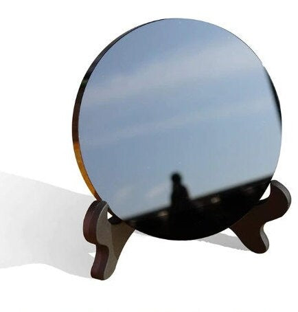 Natural Black Obsidian Scrying Mirror With Stand Healing Decor