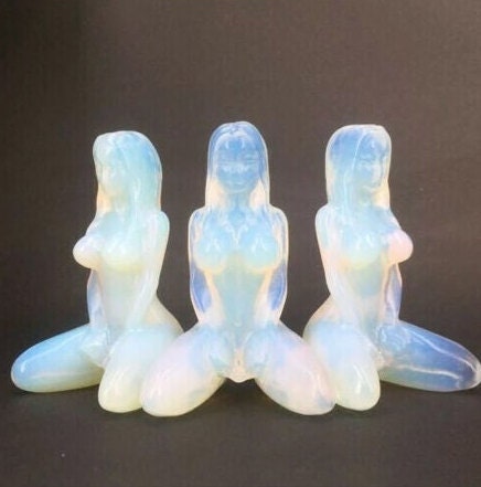 Hand Carved Opalite Goddess Model Natural Crystal Quartz