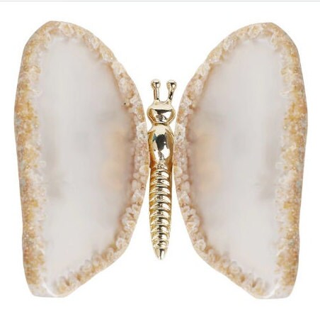 Natural Agate Quartz Slice Crystals Butterfly Stones