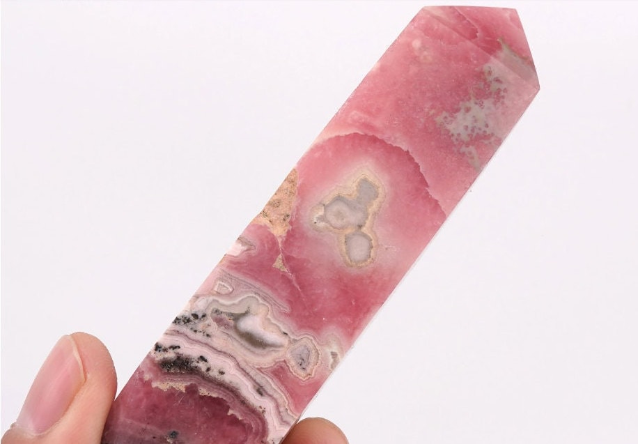 Natural Rhodochrosite Crystal Quartz Point Healing Stone