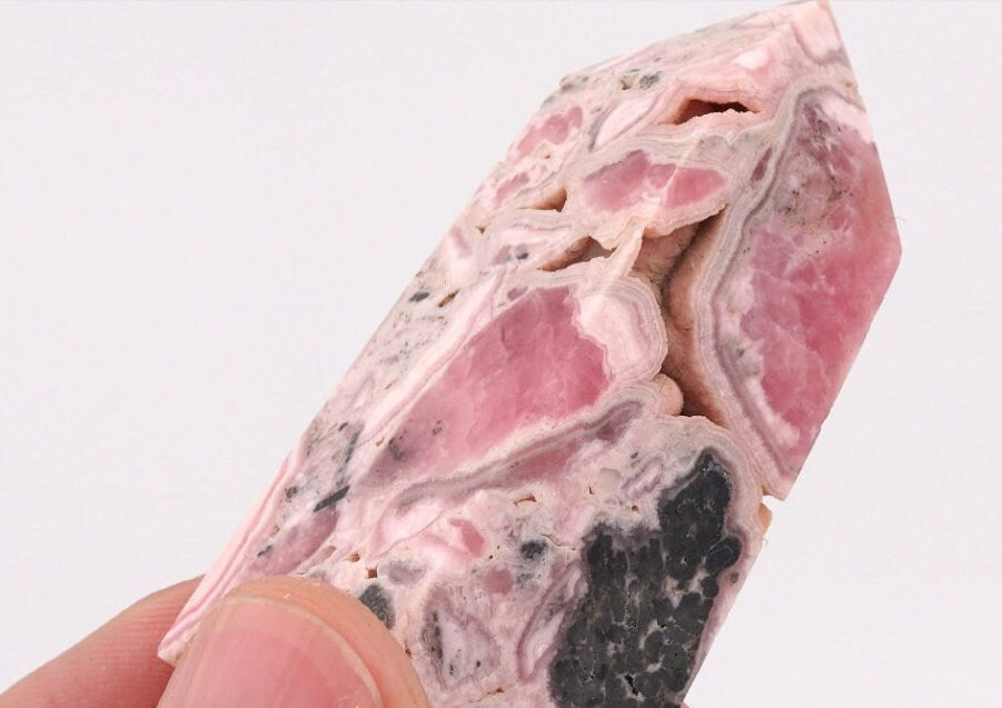 Natural Rhodochrosite Crystal Quartz Point Healing Stone