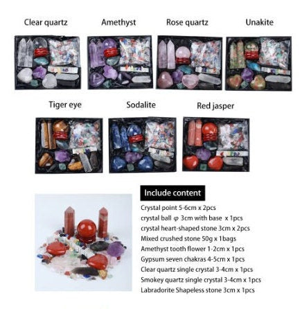 Natural Crystal Point Healing Chakra Stone Collection Set Gift Box