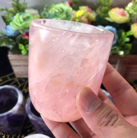 Natural Crystal Quartz Small Drinking Cup Carved Raw Stone