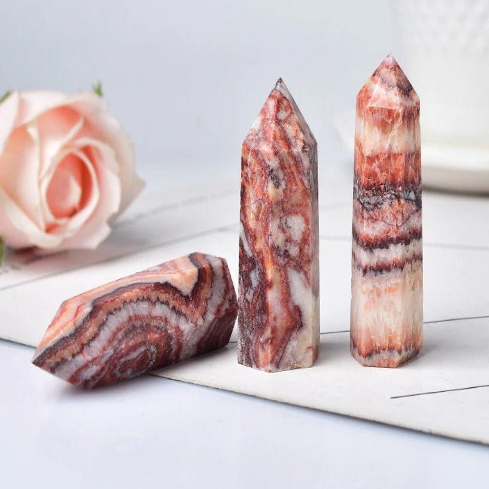Rhodochrosite Quartz Quartz Ornaments Obelisk Wand Stone Natural stone Natural Crystal Home Decor Ornament
