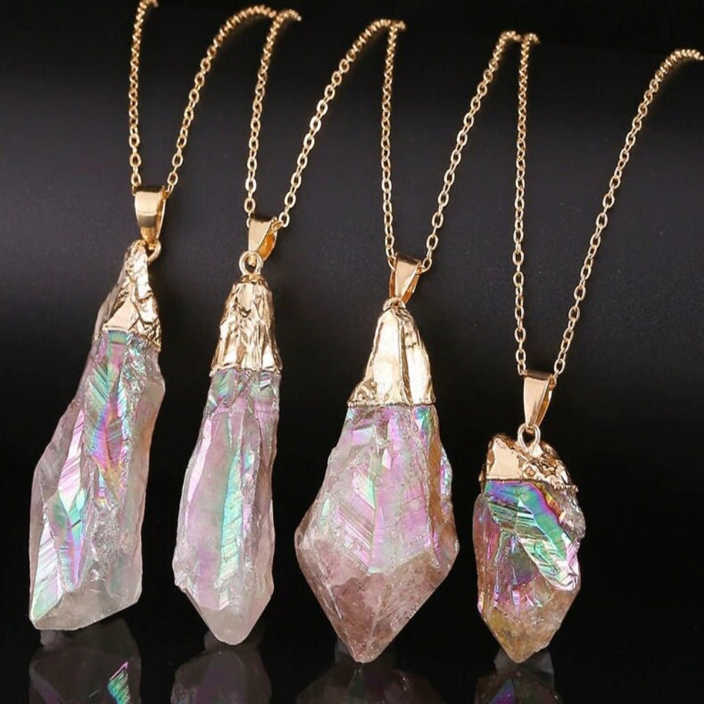 Women Necklace Reiki Healing Rainbow Crystal