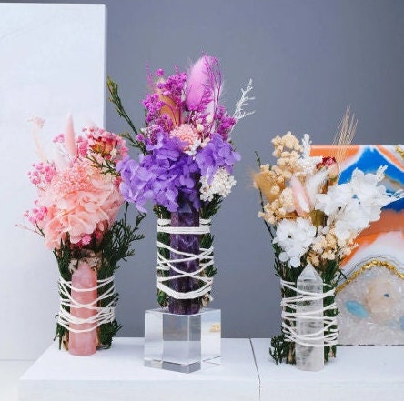 Home Decor For Wedding Decor Flower Arrangement Dried Flower Bouquet Crystal Point Christmas Gift Birthday Gift