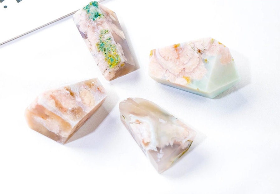 Green Flower Agate Geometric Gem Energy Crystal