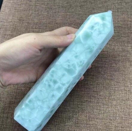 Natural Seagate Crystal Quartz Wand Healing Energy Meditation Stone