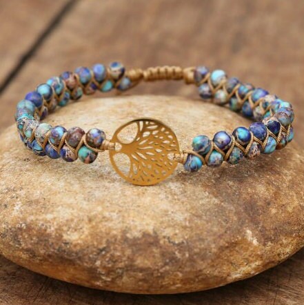 Double Layer African Jasper Stone Bracelet Bohemian Yoga Jewelry
