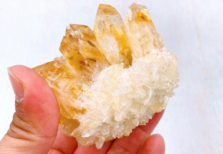 Natural Raw Citrine Quartz Crystal Cluster Healing Yellow Stones