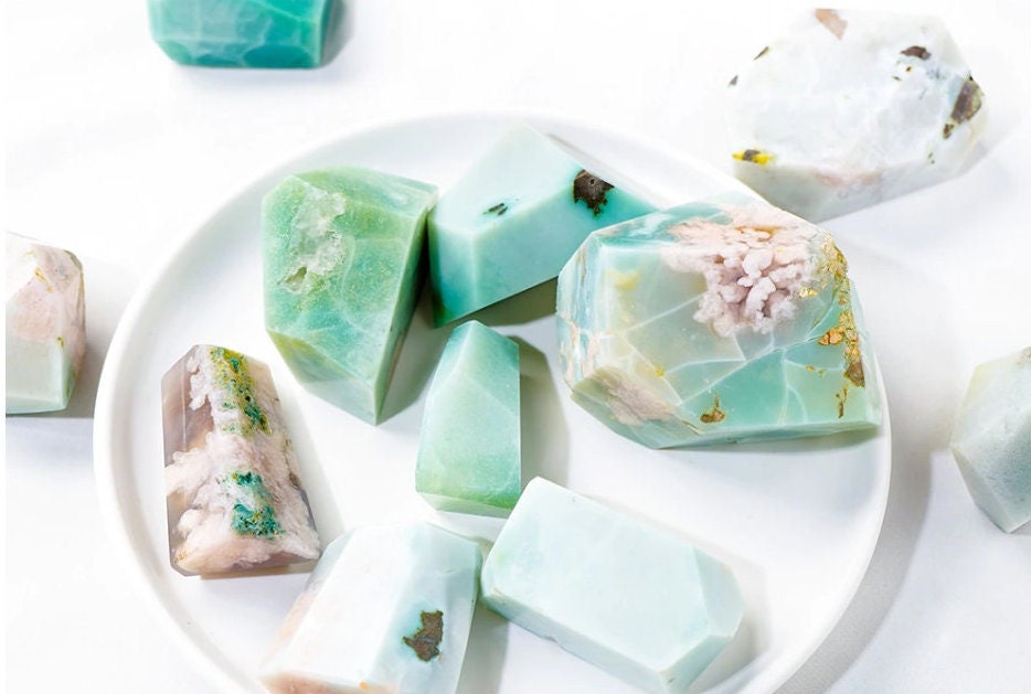 Home Decor Green Flower Agate Geometric Gem