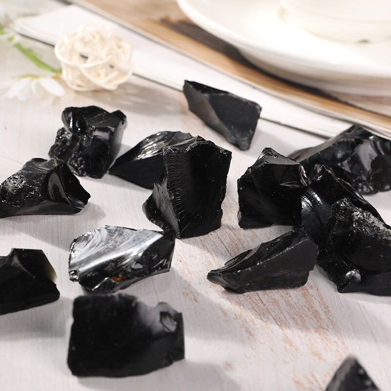 Rough Natural Obsidian Black Quartz Energy Stones For Jewelry Making