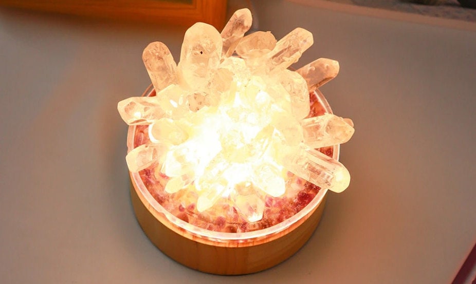 Home Decor Energy Healing Crystal Night Light Crystal Lamp Clear Quartz Christmas Gift