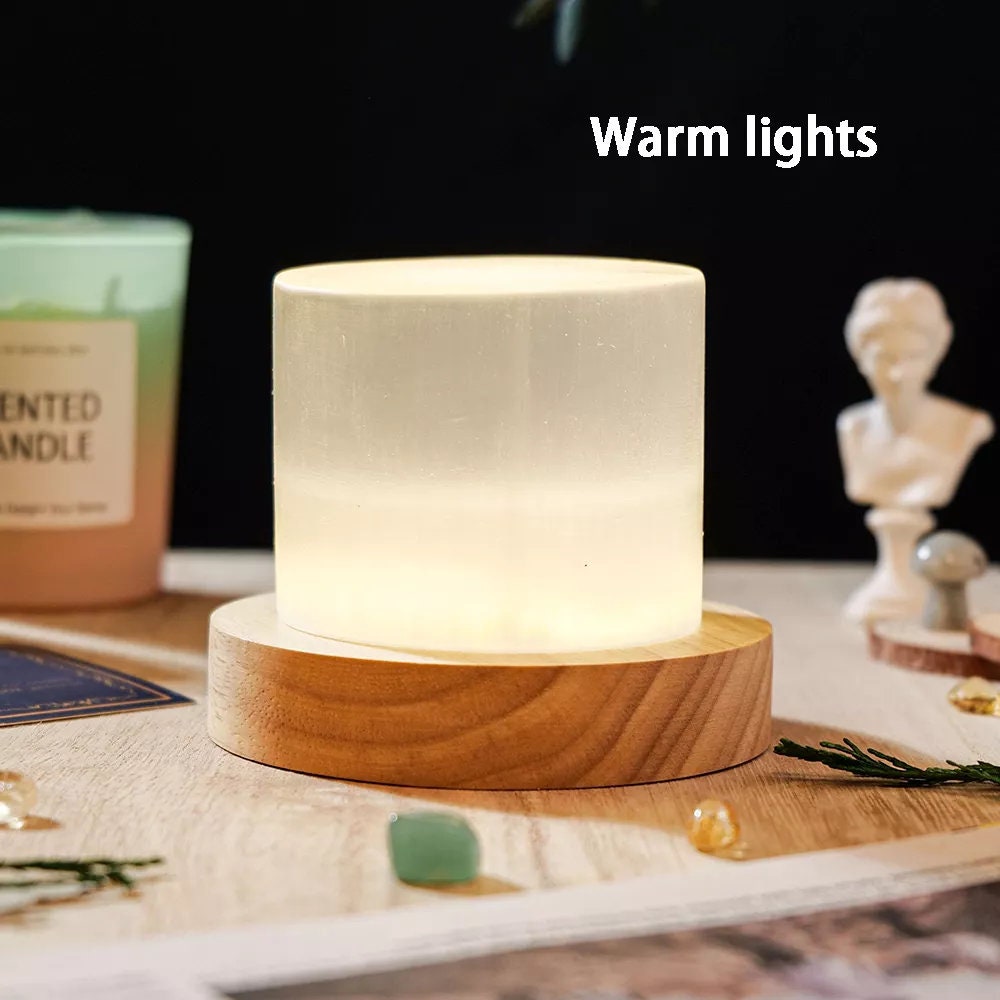Natural White Selenite Crystal Quartz Lamp Nightstand Lamp