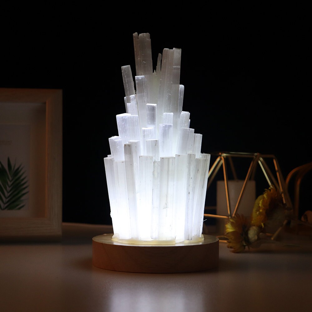 Valentine's Day Gift Valentines Day Gift Valentines Gift White Plaster Stone Selenite Stone Lamp Selenite Stone Night Stand Lamp Natural Selenite