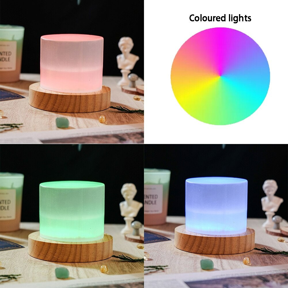 Natural White Selenite Crystal Quartz Lamp Nightstand Lamp