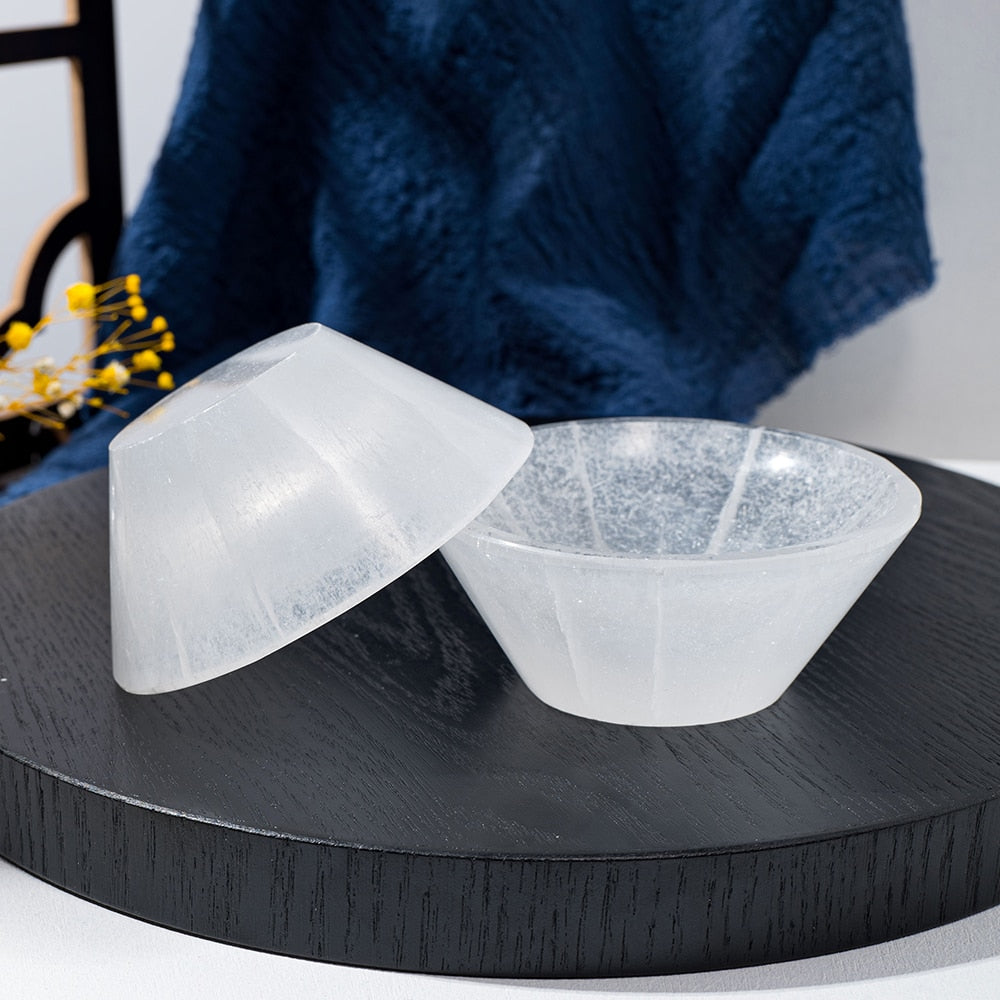 Natural Healing White Selenite Carved Quartz Crystal Small Bowls