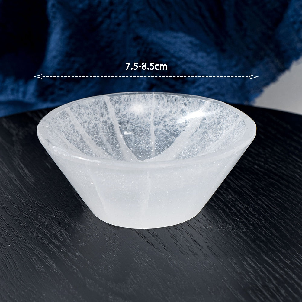 Natural Healing White Selenite Carved Quartz Crystal Small Bowls