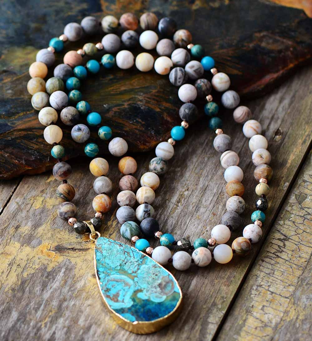 Natural Amazonite Spiritual Protection Anxiety Stress Relief Necklace