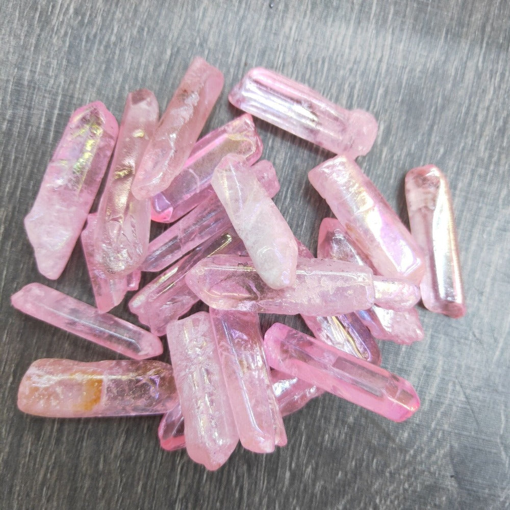 Tumbled Natural Aura Angel Quartz Wand Pink Crystal Gems