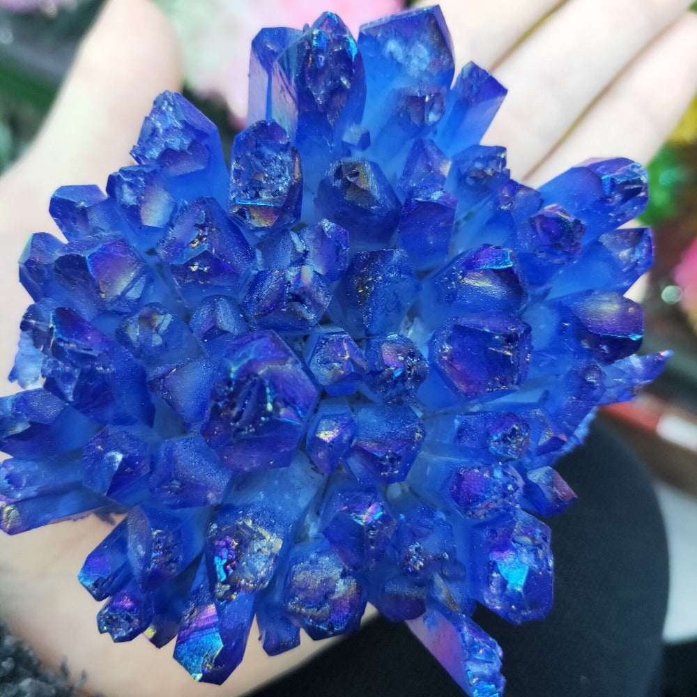 Natural Blue Aura Quartz Crystal Cluster