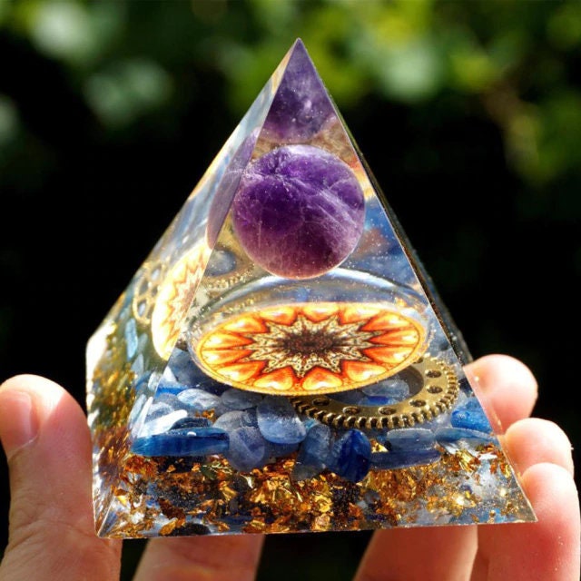 Natural Tiger Eye Orgonite Energy Healing Crystal Pyramid