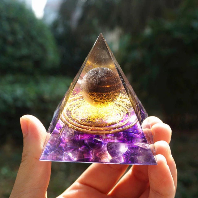 Natural Crystal Tiger Eye Orgonite Pyramid Healing Energy Generator