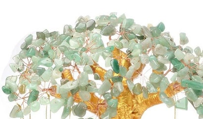 Natural Jade Crystal Quartz Lucky Tree Healing Decor