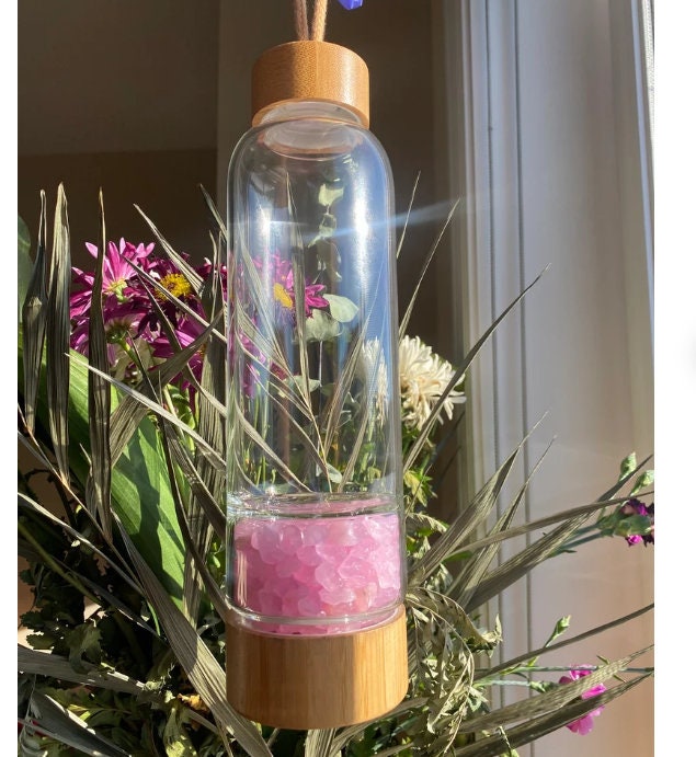 Natural Crystal Quartz Healing Energy Stones Elixir Drink Water Bottle