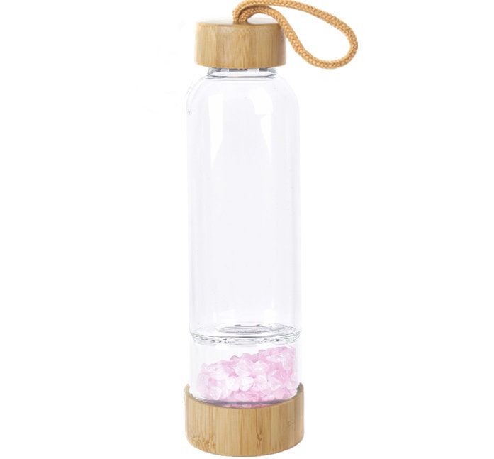 Natural Crystal Quartz Healing Energy Stones Elixir Drink Water Bottle