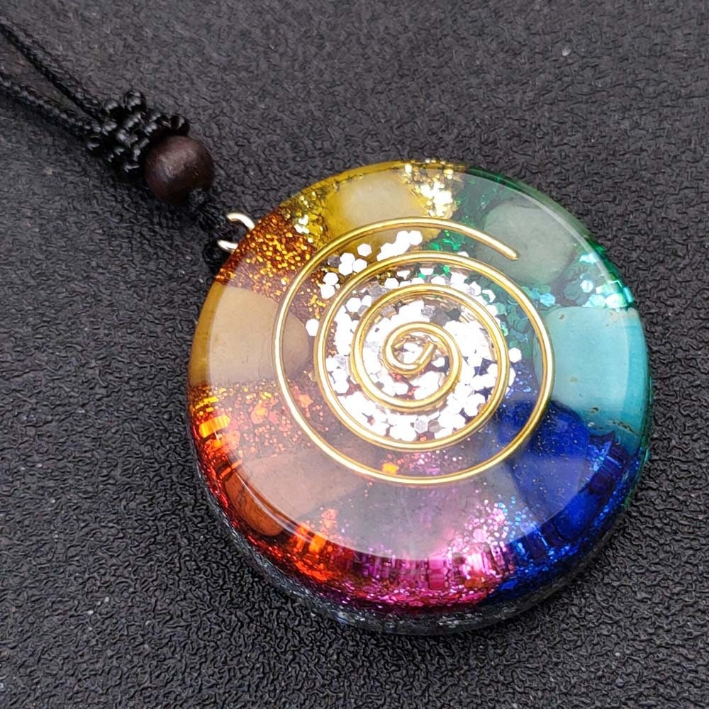 Natural Orgonite Crystal Pendant Necklace Healing Emf Protection