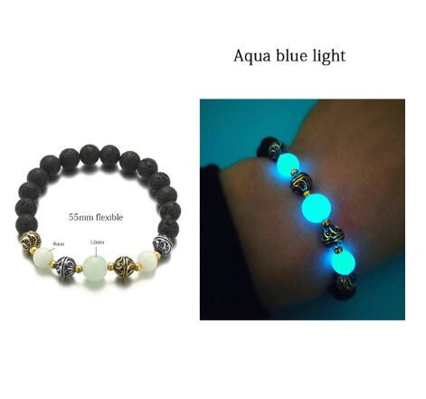 Natural Healing Stone Luminous Glowing In The Dark Beaded Bracelet