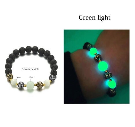 Natural Healing Stone Luminous Glowing In The Dark Beaded Bracelet