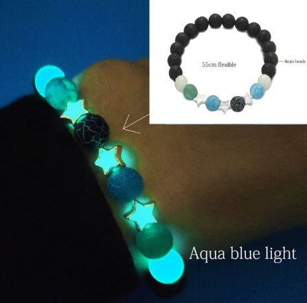 Natural Healing Stone Luminous Glowing In The Dark Beaded Bracelet