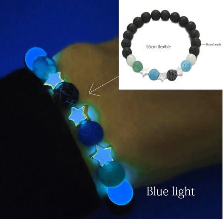 Natural Healing Stone Luminous Glowing In The Dark Beaded Bracelet